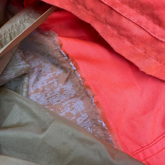 Vintage Orange Hunting Jacket Medium Small Game Pocket Zip Up Retro 1970s As Is - Picture 6 of 12